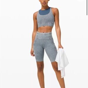 Lululemon Fast and Free High Rise Biker Shorts Ice Dye Grey Size 6